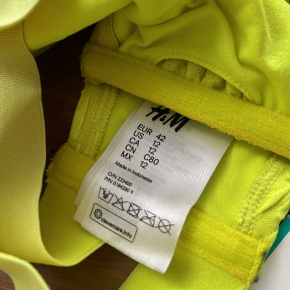 H&M Neon Yellow Bandeau Swimsuit S 10 Bottom NWT and S 12 Top! - Picture 5 of 5